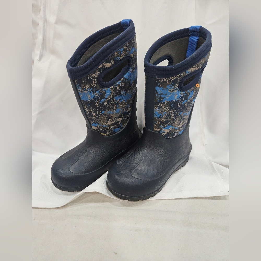 Bogs Boys Neo-Classic Blue Camo Insulated Waterproof Boots Size 11